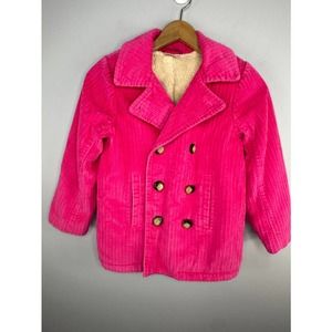 Girl's Hanna Andersson Barbiecore Pink Corduroy Peacoat Jacket Size 8